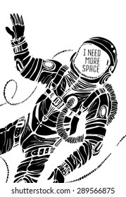Space concept with astronaut and Quote Background, typography. Cosmic poster