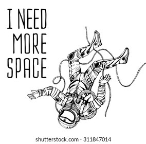 Space concept with astronaut and Quote Background, typography. Cosmic poster