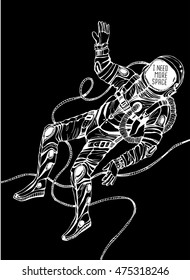 Space concept with astronaut and Quote Background, typography. Cosmic poster