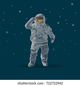 Space concept flat vector design with astronaut in spacesuit 