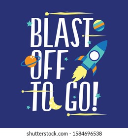 space concept tee print design as vector for kids fashion