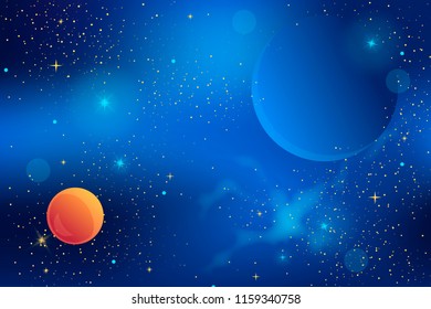 space. cosmic background with shining stars and planets. vector illustration