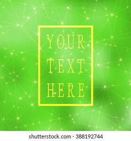 Space cosmic constellation with stars on a blurred green background with lights. Place for text