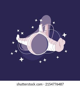 space, cosmonaut and galaxy cartoon cute style illustration vector