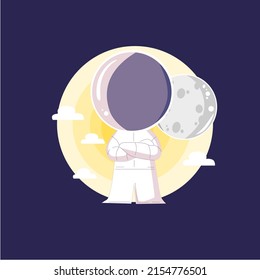 space, cosmonaut and galaxy cartoon cute style illustration vector