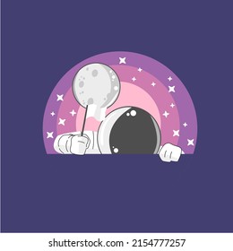 space, cosmonaut and galaxy cartoon cute style illustration vector
