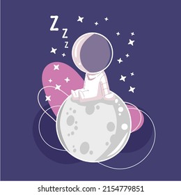 space, cosmonaut and galaxy cartoon cute style illustration vector
