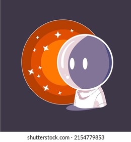 space, cosmonaut and galaxy cartoon cute style illustration vector