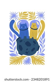 El espacio y el cosmos son elementos abstractos. Astronomía y composición estelar. Moderna moda Matisse minimalista. Afiche del Universo y Galaxy, invitación.
