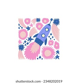 Space and cosmos abstract elements. Astronomy and Stellar composition. Modern trendy Matisse minimal style. Universe and Galaxy poster, invite.