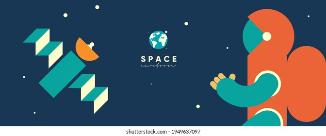 Space. Cosmos. Astronaut. Vector illustrations. Simple flat illustrations about space and the science of the 
 universe.Wallpaper, poster, cover.