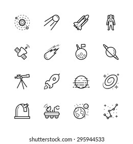 Space and cosmos icon set in outline style