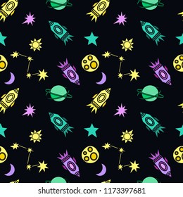 space cosmos seamless pattern