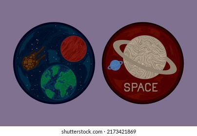 space cosmos set vector style