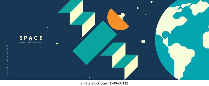 Space. Cosmos. Vector illustrations. Simple flat illustrations about space and the science of the 
 universe.Wallpaper, poster, cover.