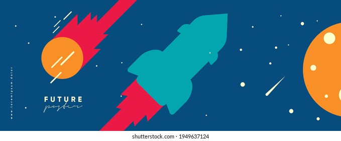 Space. Cosmos. Vector illustrations. Simple flat illustrations about space and the science of the 
 universe.Wallpaper, poster, cover.