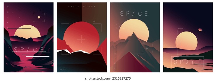 space cover background with planets