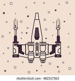 space craft fighter jet futuristic icon drawing illustration