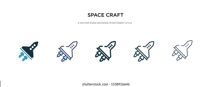 Space Craft Icon In Different Style Vector Illustration. Two Colored And Black Space Craft Vector Icons Designed In Filled, Outline, Line And Stroke Style Can Be Used For Web, Mobile, Ui