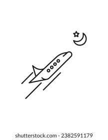 space craft with moon and star icon, vector best line icon.