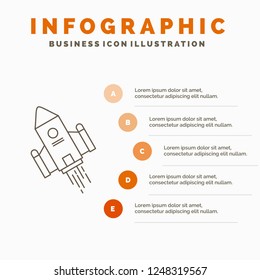 space craft, shuttle, space, rocket, launch Infographics Template for Website and Presentation. Line Gray icon with Orange infographic style vector illustration