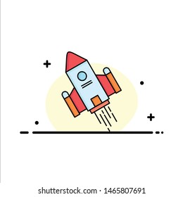 space craft, shuttle, space, rocket, launch Flat Color Icon Vector. Vector Icon Template background