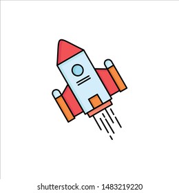 space craft, shuttle, space, rocket, launch Flat Color Icon Vector