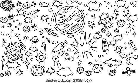 Space crowd doodle hand drawn