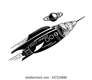 Space Cruiser - Retro Clipart Illustration