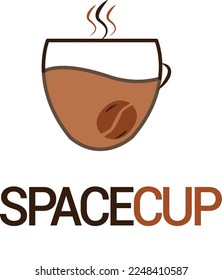 taza de espacio, logotipo de café, cafetería
