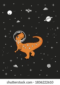 space cute dino print moon