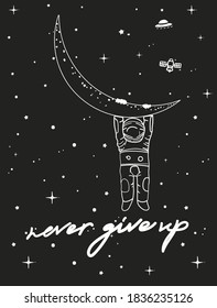 space cute dino print moon