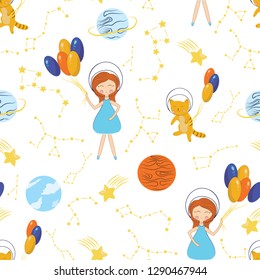 space cute fashion seamless vector cartoon