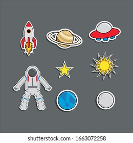 Space cute minimalist sticker collection