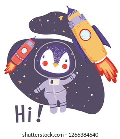 space decorative sticker with rockets and astronaut