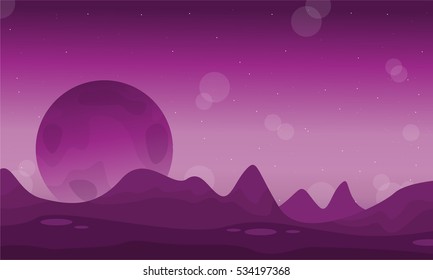 Space desert with planet landscape