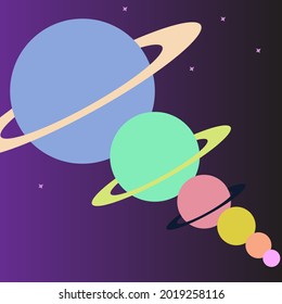 
Space design background vector. Cute template with various planets, and Stars in space