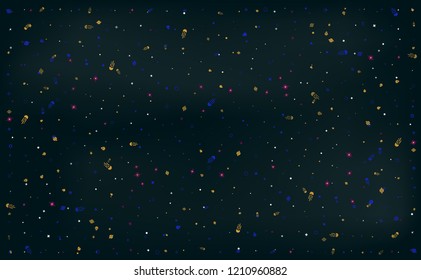 Space design background for web page. Galaxy concept with comets, planets, lights and stars. Vector illustration