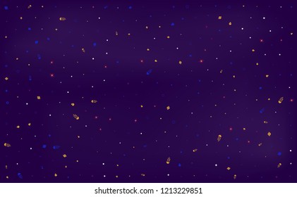 Space design background for web page. Galaxy concept with comets, planets, lights and stars. Vector illustration