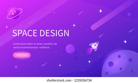 Space design concept. Can use for web banner, infographics, hero images. Flat vector illustration. 