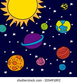 Space design over blue background, vector illustration