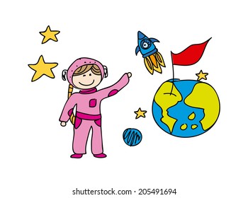 Space design over white background, vector illustration