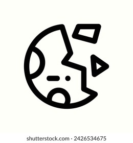 Space, destroyed planet icon, isolated icon in light background, perfect for website, blog, logo, graphic design, social media, UI, mobile app