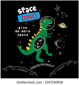 Space Dino Cartoon Vector