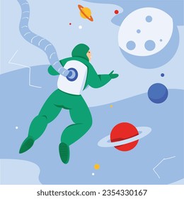 Space discovery illustration useable for both ios android and web