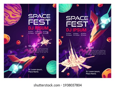 Space Dj Fest Flyers, Music Party Posters