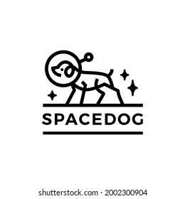 space dog astronaut monoline logo vector icon illustration