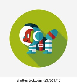 Space Dog flat icon with long shadow, eps10