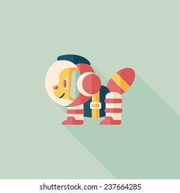 Space Dog flat icon with long shadow, eps10