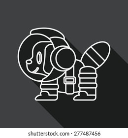 Space Dog flat icon with long shadow, eps10, line icon